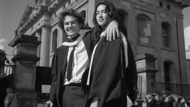 Man and Woman, Graduating, Grey