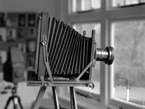 Old Camera, Grey, Camera pointing out of the window